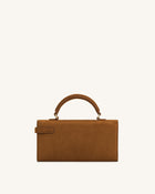 Keyla Faux Suede Top Handle Bag -  Brown